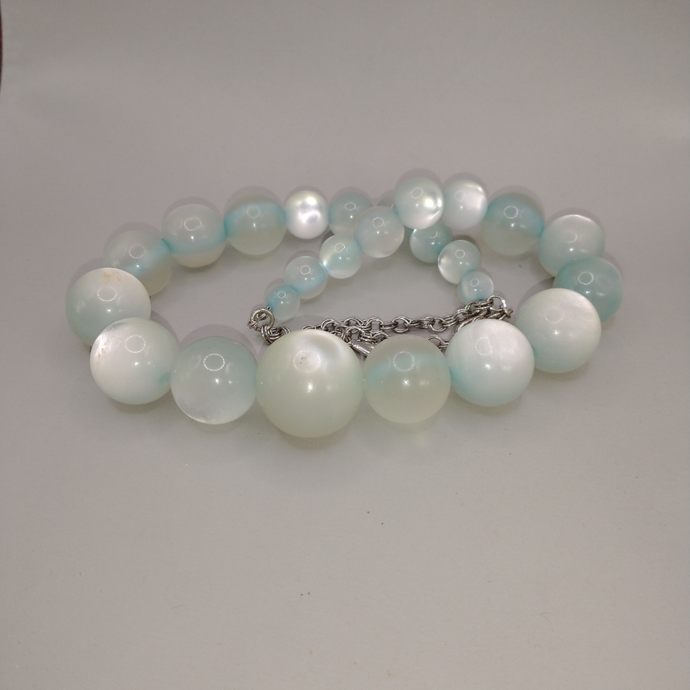 Graduated Baby Blue Moon Glow necklace
